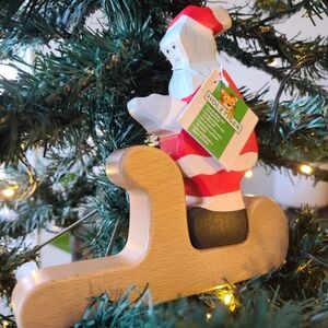 NWT Holztiger Wooden Toys Santa & Sleigh Set